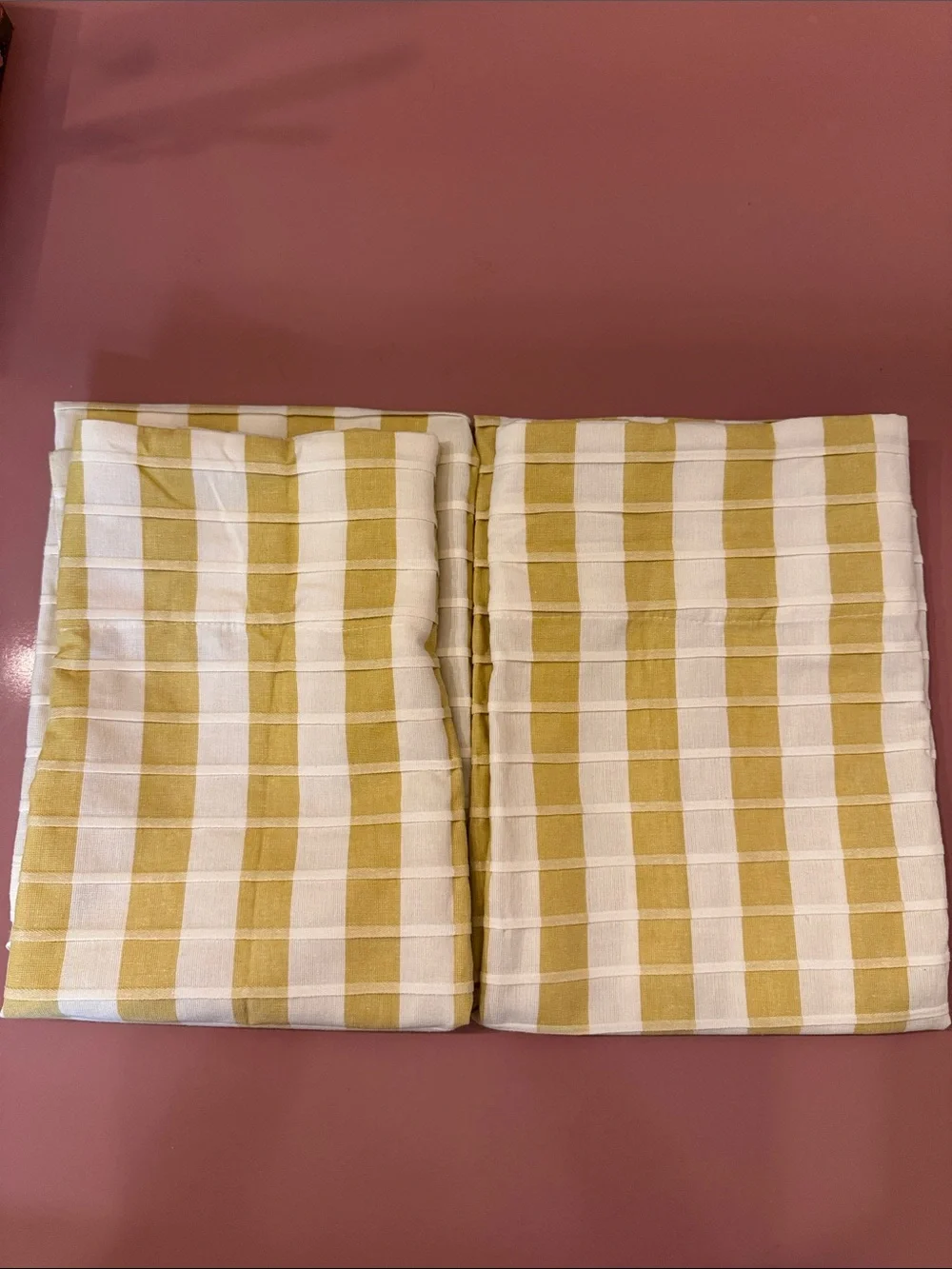 Anthropologie Cotton Woven Stripe Café Curtains, Set of 2, Yellow